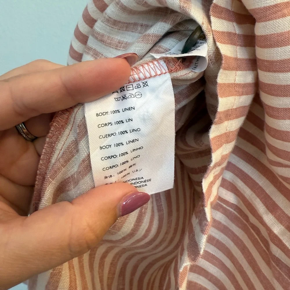 Faithfull Brighton Linen Dress pink and white striped - Picture 9 of 10